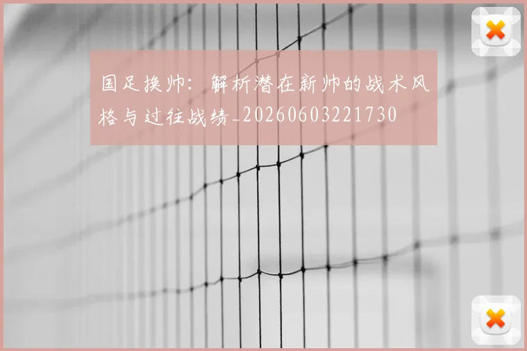 国足换帅:解析潜在新帅的战术风格与过往战绩_20260603221730